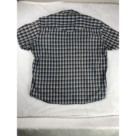 Lucky Brand Plaid Western Shirt Men’s Size XL Pearl Snap Short-Sleeve Rodeo Blue - Picture 11 of 11